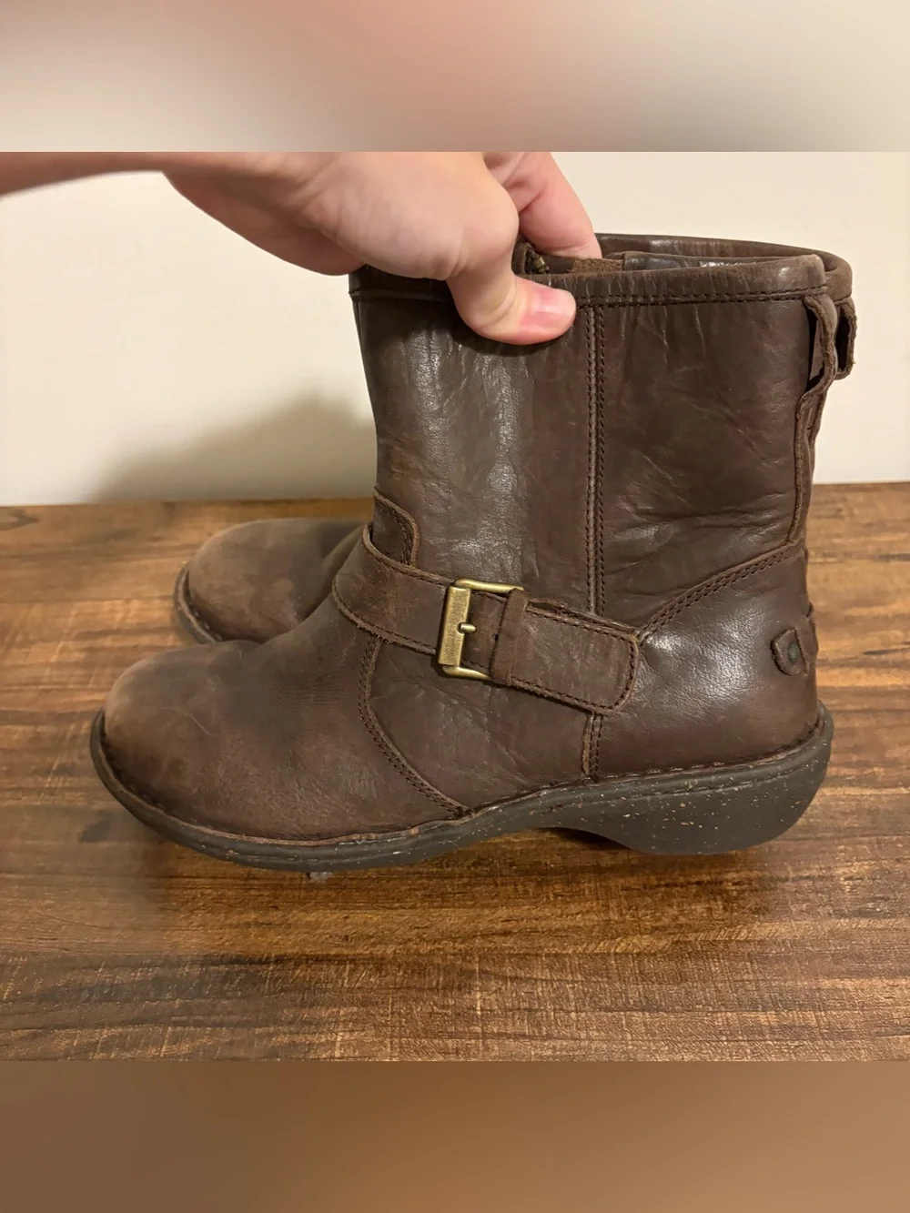 Ugg Bryce Brown Leather Moto Boot size 8